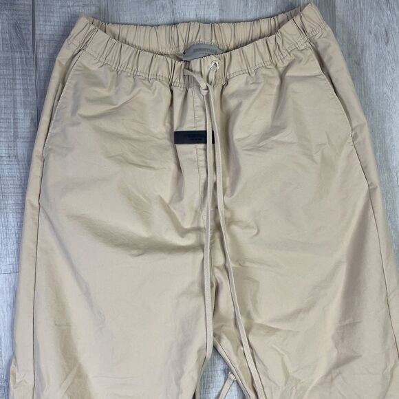 Fear Of God Essentials Relaxed Cotton Trousers Oak Medium Drawstring Wide Leg P - Picture 2 of 11
